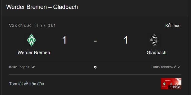 Phân tích dữ liệu phản ánh sự áp đảo của Bremen qua chỉ số xG